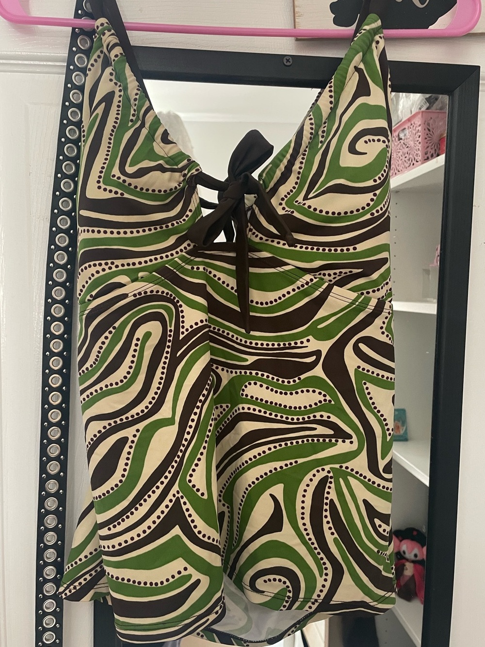 green/brown tankini swim top